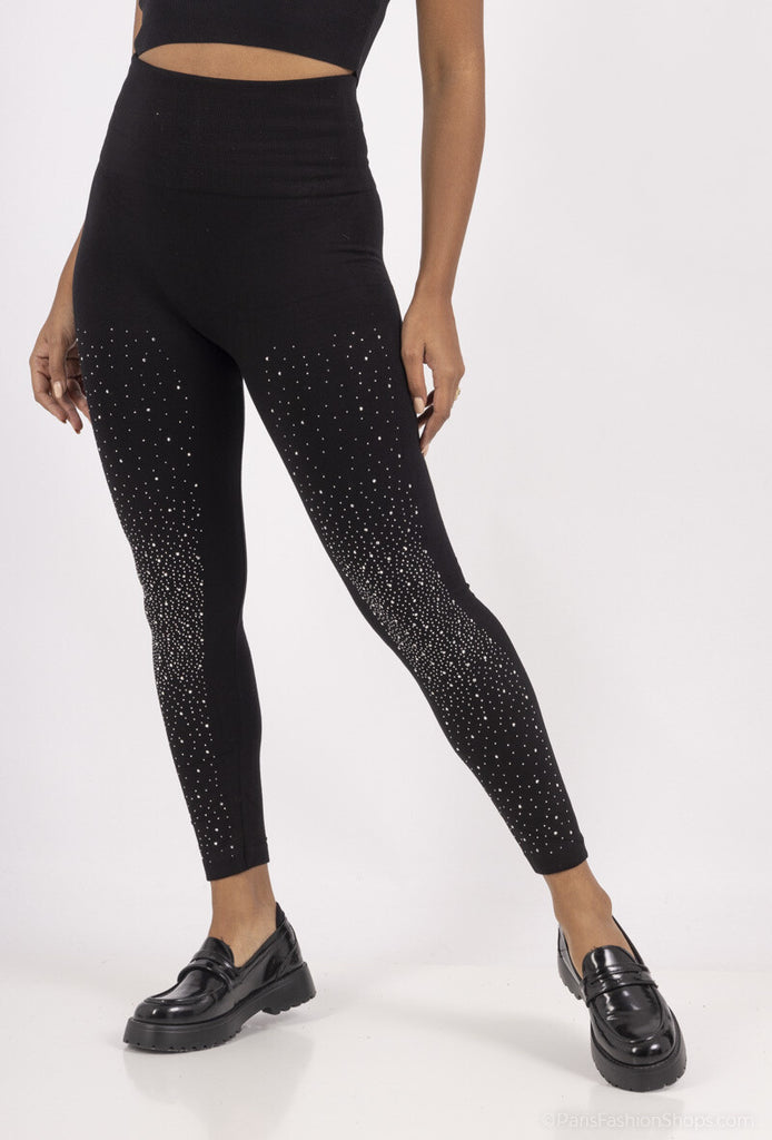 LX Moda Leggings strassi Musta
